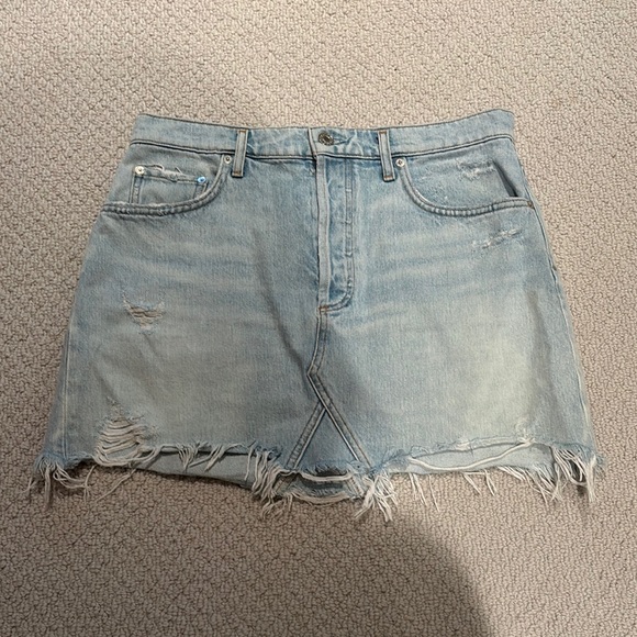 Agolde Blue Denim Mini Skirt Casual - Picture 1 of 3